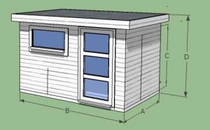 abri de jardin en bois avec débord toit plat -5m2 à 20m2